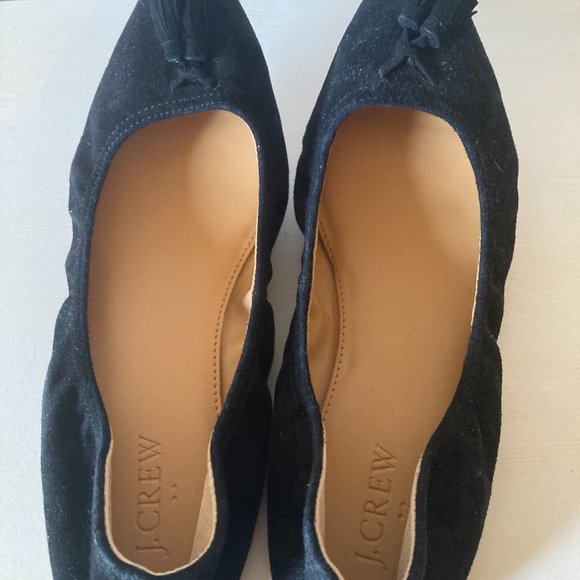 J Crew Black Suede Ballet Flats - NWOT - Picture 8 of 9